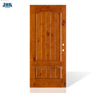 Puerta interior rústica de madera de aliso con nudos de dos paneles
