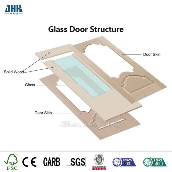Puerta de vidrio impermeable para baño de madera maciza