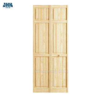 Puerta plegable compuesta de dos hojas de madera de pino