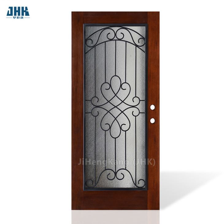 Diseño de puerta pivotante de puerta de entrada de madera y aluminio de caoba