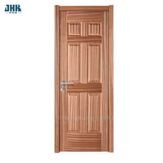 Fábrica china de puertas abatibles de madera con chapa de madera simple, interior blanco, madera contrachapada de núcleo sólido precolgada, diseño de puerta empotrada simple